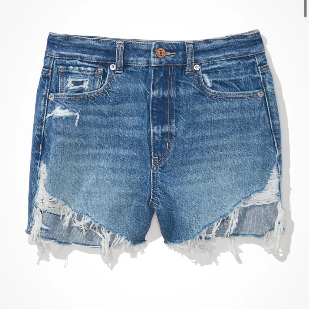 BRAND NEW American Eagle Highest Rise Mom Short - Blue, distressed, Size US 4